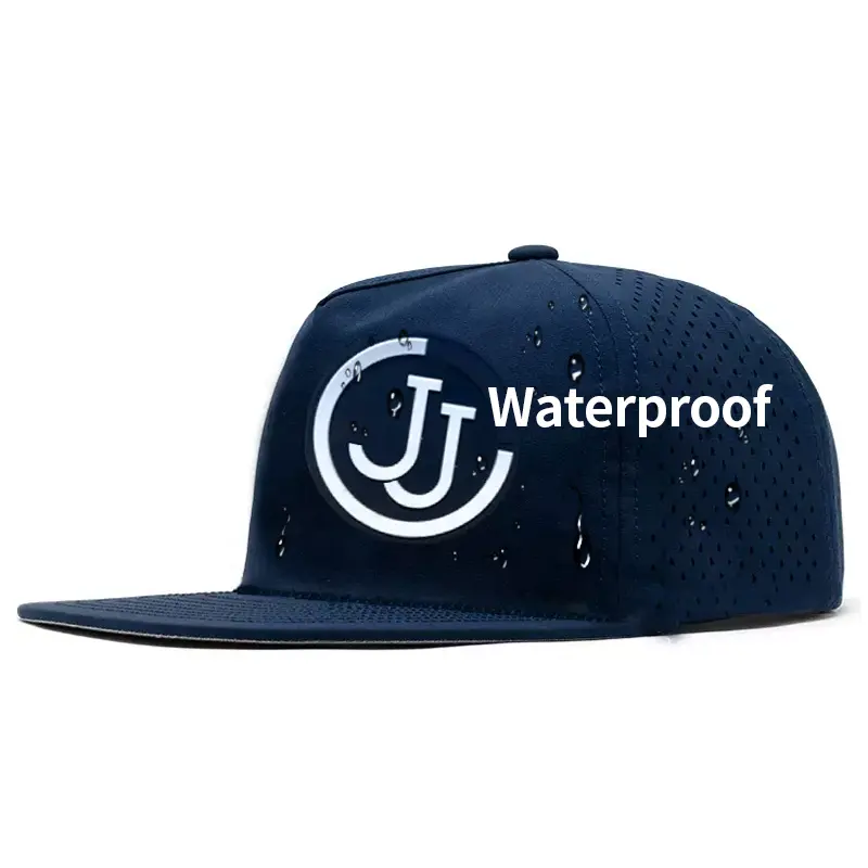 HS14 custom logo flat brim 3D embroidery polyester men's baseball sport cap melin waterproof Veracap fitted yupoong snapback hat