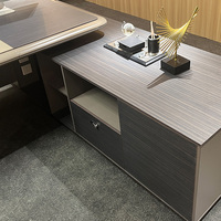 Bureau d'Ordinateur Professionnel en Forme de I de 2,8 M avec Panneau Avant en Cuir PU