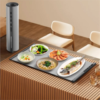 Plato Calentador de Alimentos Eléctrico con Temporizador, Bandeja Plegable para Calentar Comida, Tapete Calentador de Platos, Calentamiento Rápido de Alimentos, Bandeja Eléctrica Portátil para Calentar Platos