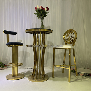 Mesa de <span class=keywords><strong>Bar</strong></span> Redonda de Acero Inoxidable en Oferta, Juego de Mesa Alta con Sillas para Restaurantes y Bares - Product Image 5