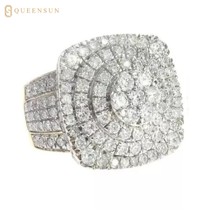 Queensun мужское кольцо с бриллиантом Moissanite S925 10K 18K серебряное кольцо чемпиона по хип-хопу - Product Image 1