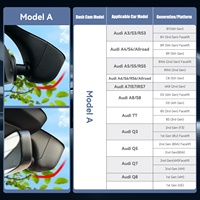 Caméra embarquée ADINKAM 4G double objectif OEM pour Audi A3/A4/A5/A6/Q3/Q5/Q7 avec GPS, surveillance à distance en direct, stockage cloud et mode stationnement
