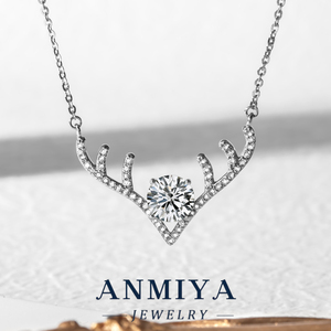 Collier en argent 925 avec pendentif en moissanite en forme de corne de cerf - Bijoux en argent royal pour les femmes qui veulent se sentir <span class=keywords><strong>des</strong></span> <span class=keywords><strong>reines</strong></span> - Product Image 6