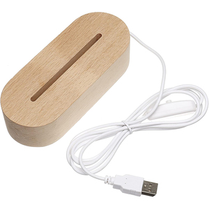 Lampe de nuit moderne 3D à LED alimentée par USB 5V avec base en bois et lumière blanche chaude à intensité variable pour la décoration de la chambre - Product Image 1