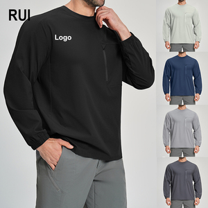 Camiseta de Manga Larga para Hombre RUIQUWIN, Talla Grande, Transpirable, Color Sólido, Deportiva, para Fitness, Senderismo, Camping, Jogging, Uso Diario Informal - Product Image 1