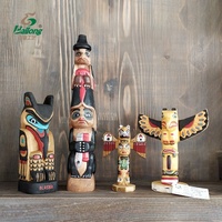 Articles d'artisanat en bois sculpté et peint décoratifs faits à la main Sculpture Figurine décor totem indien