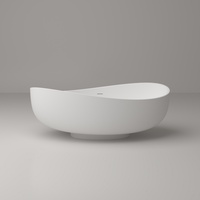 Baignoire élégante en surface solide blanche, autoportante, en résine de pierre, pour design intérieur de villa, résidentiel de luxe haut de gamme