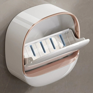 Soap Dish With Drainage Box Punch-Free Soap Holder Bathroom Drain Soap Box Flip Drain Soap Storage Case Bathroom <b>Accessories</b> - Product Image 3