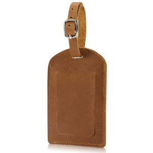 Etiqueta de Equipaje de Cuero Genuino Vintage de Alta Calidad con Logotipo Personalizado, Etiquetas <span class=keywords><strong>Premium</strong></span> para su Maleta y Etiqueta de Viaje - Product Image 1