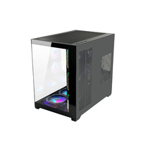 Gabinete de PC Manmu Personalizable Full Tower ATX Micro-ATX Negro Transparente para Juegos de Escritorio con Ventana Lateral y 7 Ranuras de Expansión
