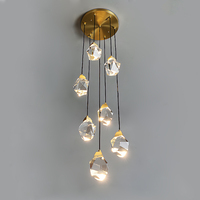 Lustre moderne de luxe en cristal K9 à LED pour escalier, suspension longue dorée, idéal pour villas, lofts, résidences à plafonds hauts et espaces commerciaux, IRC 90