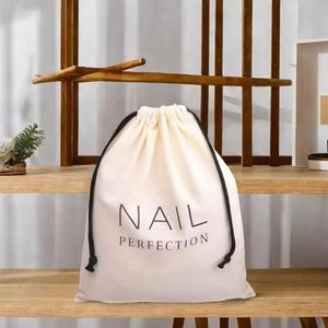 Reusable Eco-Friendly Cotton Baby Clothing Shoe Hat Packaging Dust Bag Custom Logo Printed Cotton <b>Drawstring</b> Makeup <b>Pouch</b> - Product Image 4