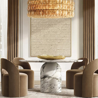 Ensemble de table à manger ronde moderne de luxe sculpté en marbre pour la maison, le mobilier et la salle à manger