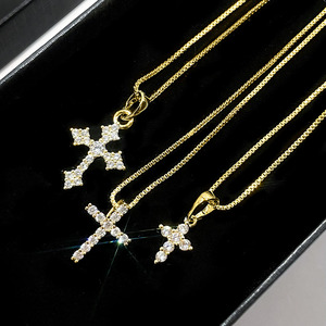 Collar Cruzado Clásico de Moda, Chapado en Oro de 18K, Cadena de Cobre Simple con Circonita Brillante, Unisex, para Uso Diario y Bodas - Product Image 2