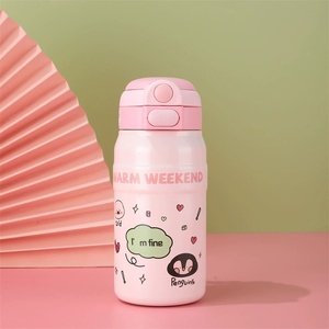 SilverJet Kids Stainless Steel Water Bottle 500ml BPA Free <b>Double</b> <b>Wall</b> Insulated Vacuum Flask For School Children Cute Design - Product Image 2