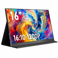 Moniteur portable AHXJKA 16 pouces 1920x1200 1200P 16:10 120Hz avec étui de protection en cuir, un seul câble, multi-écrans, compatible Win/Mac/Console