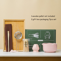 Ensemble de matcha en céramique 7 pièces avec logo personnalisé, fouet en bambou, bol en porcelaine de haute qualité, style japonais, outils pour le matcha