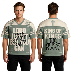 เสื้อฟุตบอลคอวีทรงหลวมแขนยาวพิมพ์ลายตัวอักษรสำหรับผู้ใหญ่ทุกเพศทุกวัยเสื้อกีฬาโพลีเอสเตอร์ทุกฤดูกาล - Product Image 4