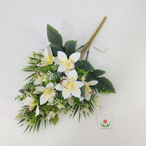 Vendita calda di fiori funebri artificiali Cymbidium orchidea fiori per decorare bara e tombe per commemorare gli antenati - Product Image 4