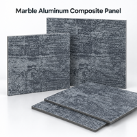 Panneau composite en aluminium marbré avec revêtement PE, veinage gris, 3 mm, taille personnalisée pour les murs décoratifs des halls d'hôtel