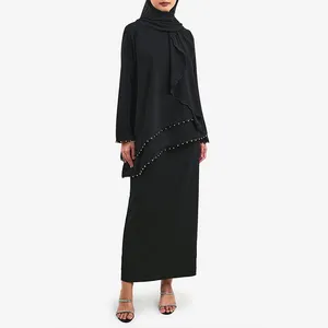 नई डिजाइन मलेशिया शैली मुस्लिम महिलाओं की फैशन बाजू कुरुंग अबाया पोशाक