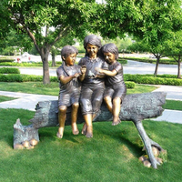 Statue de jardin en bronze grandeur nature BLVE, garçon et fille jouant, fontaine décorative extérieure