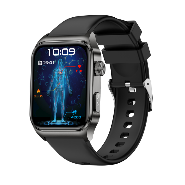 ECG Health Smart Watches AI Voice Assistant Fitness Tracker Smartwatch IP68 Waterproof Square Design IPS Display Sleep Tracker
