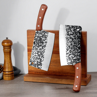 Couteau de cuisine minimaliste moderne forgé à la main en bois de poirier rouge, style influenceur, pour hacher les os et trancher les légumes