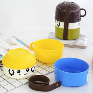 Bangduo Nordic Plastic Round Bento <b>Box</b> Microwave Safe <b>Lunch</b> <b>Box</b> With Strap For Adult Student Cartoon Design - Product Image 2