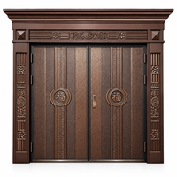 Porte d'entrée principale de villa de luxe à double battant, porte extérieure de sécurité haut de gamme en acier inoxydable, sur mesure, moderne