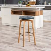 Tabouret de bar moderne en bois pour pub commercial, chaise de bar en cuir PU, tabourets de comptoir de cuisine de luxe pour petit-déjeuner