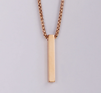 Collier de couple tendance avec pendentif personnalisé, en acier inoxydable plaqué or 18 carats, avec barre vierge et chaîne à maillons, bijoux à la mode