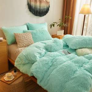 Juego de <span class=keywords><strong>cama</strong></span> de lujo Tie Dye Microfiber Super Soft Faux Fur Fluffy Bed Edredor Set - Product Image 2