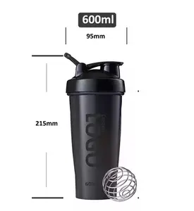 Biểu tượng tùy chỉnh bán buôn thể thao 400ml nhựa Protein Shaker chai cho phòng tập thể dục Shaker