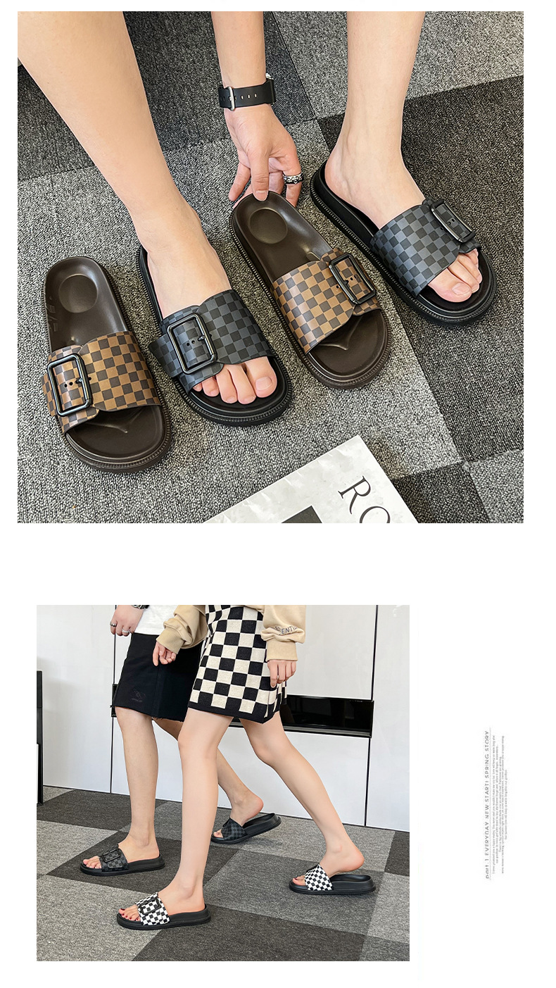 Custom Design Double Buckle Home Slippers EVA PVC Soft Sole Non-slip Couple Slipper