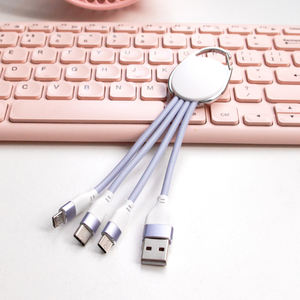 Nouveau design 2026 – Câble de chargement <span class=keywords><strong>USB</strong></span> 3-en-1 avec logo personnalisé, porte-clés, cadeau promotionnel d'entreprise, chargeur universel multi-ports en silicone 2A - Product Image 1