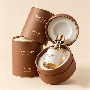 Custom Luxury Round Paper Tube Perfume Box With Gold Foil Printing <b>Recyclable</b> Cosmetic Packaging Cylinder Gift <b>Container</b> - Product Image 6
