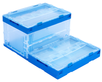 Caisse en plastique transparente pliable pour la livraison et le stockage de nourriture, en HDPE et PP recyclables, avec couvercle, vente en gros sur mesure