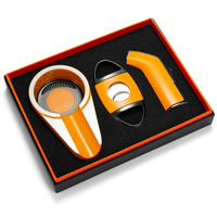 Ensemble de cigares portable et écologique en métal trois pièces avec briquet gonflable, cendrier en fer et coupe-cigares, marque Jian Xin, modèle JX-669