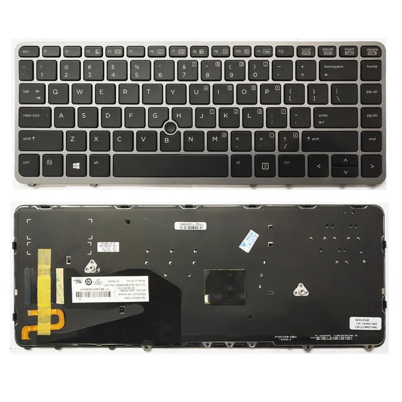 Laptop interne Tastatur Grauer Rahmen für HP Elite book 840 G1 840 G3 mit Point ing Stick Hintergrund beleuchtung Ersatz Laptop-Tastatur