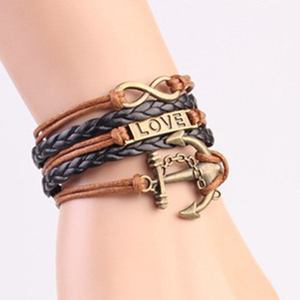 Brazalete <span class=keywords><strong>de</strong></span> cuero hecho a mano con forma <span class=keywords><strong>de</strong></span> ancla, pulsera inspiradora - Product Image 4