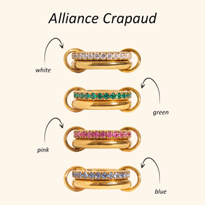 N & S Bague élégante double couche en acier inoxydable or 18K Zircon blanc <span class=keywords><strong>Pierre</strong></span> <span class=keywords><strong>précieuse</strong></span> Taille 7 Bijoux de mode classiques empilables pour cadeaux - Product Image 5