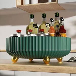Hot Sale Desktop Turntable Round Fruit Storage Tray Plastic Storage Rotary Tray Kitchen <b>Rack</b> Seasoning Bottle Storage Tray - Product Image 1