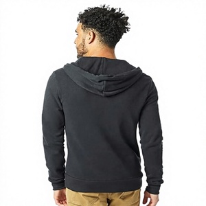 Sweat à capuche zippé noir pour homme, coupe classique, couleur unie, décontracté, pour l'automne, 100 % coton, tissu molletonné respirant, avec poches, Beazer - Product Image 2