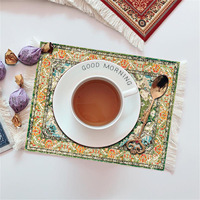 Petit tapis de souris, dessous de verre, tapis de bureau en feutre personnalisé, style persan oriental, avec pompons, décoration de table sur mesure