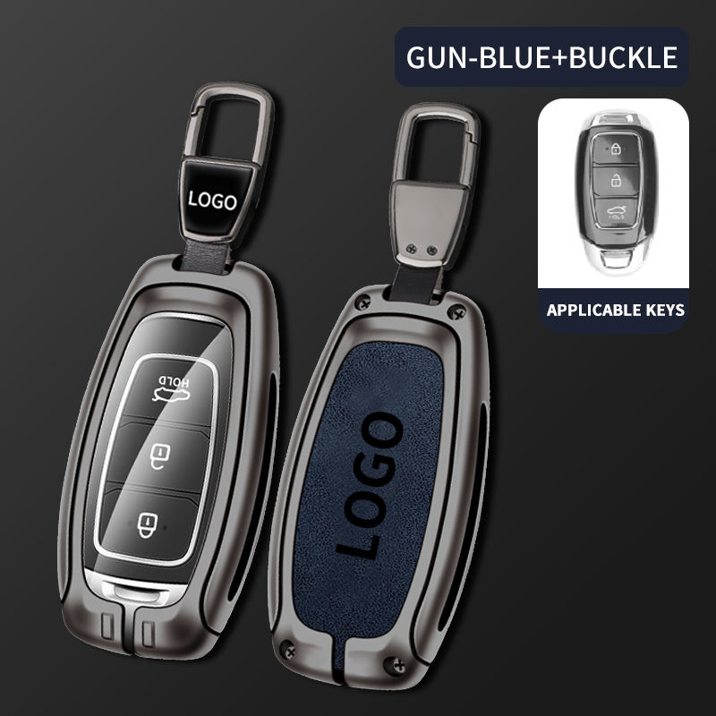 Matte gun blue + metal key chain