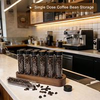 Tubes de stockage de grains de café à dose unique avec logo personnalisé, 12 flacons doseurs en verre avec support de base pour bar à expresso