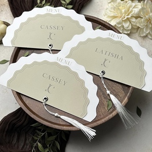 Juego de Tarjetas de Boda de Diseño Vintage Personalizado, con Corte en Forma de Abanico, Borla, RSVP, Menú, Impresión en Cartulina Personalizada, China - Product Image 2
