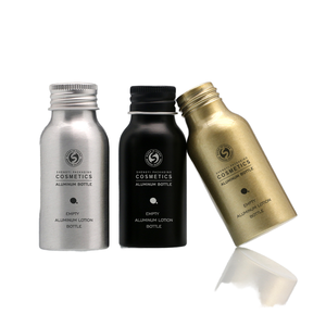 Bouteilles rechargeables en aluminium noir mat, argent, or, avec bouchon à vis anti-fuite pour shampoing, lotion, gel douche, soins personnels - Product Image 1