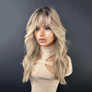 Perruque frontale 360 la plus populaire, cheveux russes ondulés, ombré brun doré clair, 20 pouces, densité 150%, dentelle transparente, pré-épilée - Product Image 2